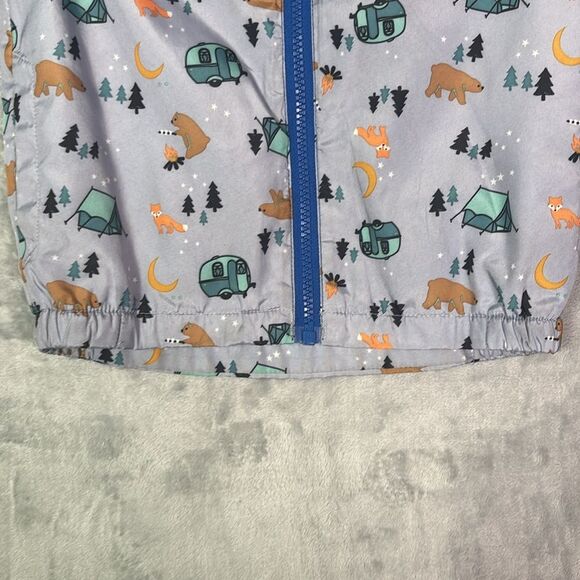 Eddie Bauer Blue Gray Camping Scene Lightweight Hooded Jacket Pockets Size 4T - Picture 5 of 8